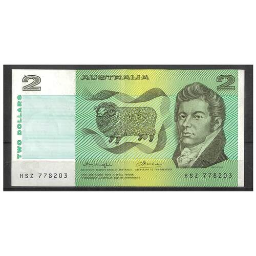 Australia 1976 $2 Banknote Knight/Wheeler OCRB Centre Thread R86b EF (Stain) #2-56