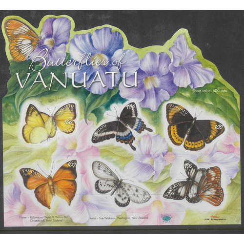 Vanuatu 2010 Butterflies of Vanuatu Mini Sheet SG 1065 Self-adhesive MUH 32-24