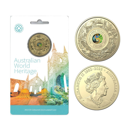 2023 Australian World Heritage AlBr $5 Coloured UNC Coin in Card