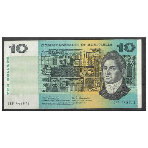 Commonwealth of Australia 1967 $10 Banknote Coombs/Randall R302 aVF #4-37