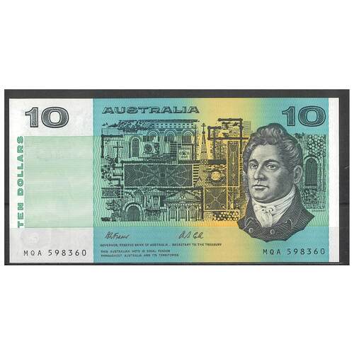 Australia 1991 $10 Banknote Fraser/Cole No Plate Letter R313b aUNC #4-65