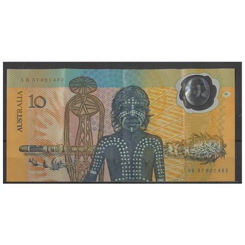 Australia 1988 Bicentennial Aboriginal $10 Polymer Banknote Last Prefix AB57 R310bL Reissue VF #5-79