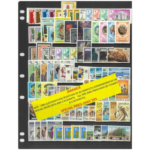 Jamaica 1979-85 Selection of 26 Commemorative Sets 97 Stamps & 6 Mini Sheets MUH #289