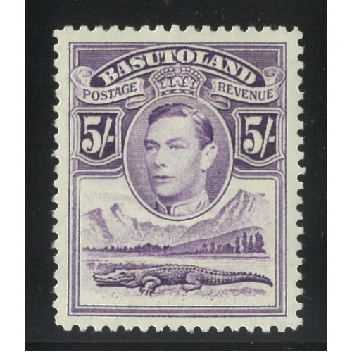 Basutoland 1938 KGVI 5/- Stamp SG27 Mint Lightly Hinged 33-4
