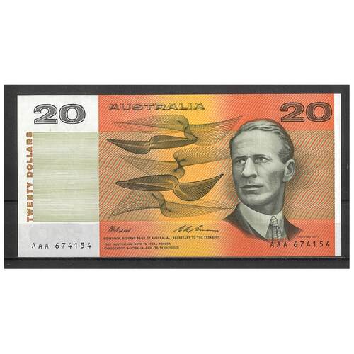Australia 1993 $20 Banknote Fraser/Evans Prefix AAA R415i EF #20-51
