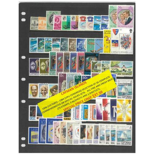 Cayman Islands 1946-84 Selection of 26 Commemorative Sets 73 Stamps & 4 Sheets MUH #437