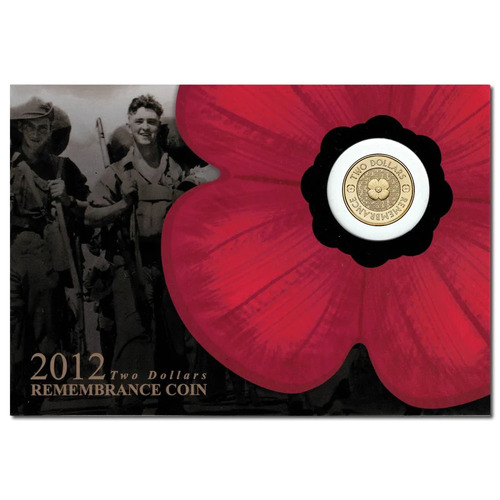 Australia 2012 $2  Remembrance Day Non-Coloured UNC On Card 