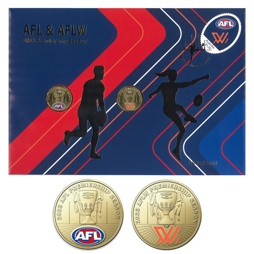 Australia Post Impression 2023 AFL & AFLW Coloured 2-Coin PNC Limited Edition