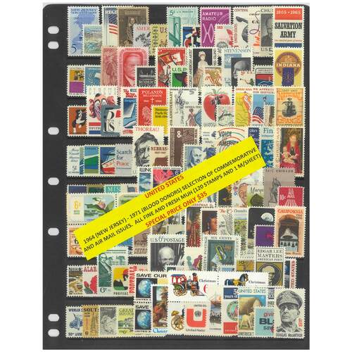 USA 1964-71 Selection of Commemorative/Airmail Issues 120 Stamps & 1 Mini Sheet MUH #497