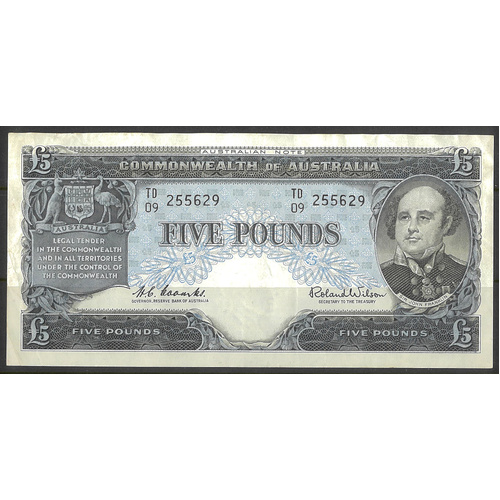 Commonwealth of Australia 1960 £5 Banknote Coombs/Wilson R50 VF #P-26