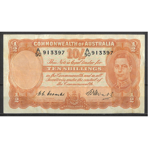 Commonwealth of Australia 1949 Ten Shillings Banknote Coombs/Watt R14 gF #P-35