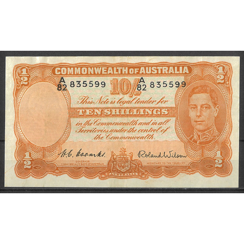Commonwealth of Australia 1952 Ten Shillings Banknote Coombs/Wilson R15 EF #P-41