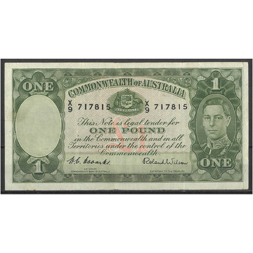 Commonwealth of Australia 1952 £1 Banknote Coombs/Wilson R32 aVF #P-63