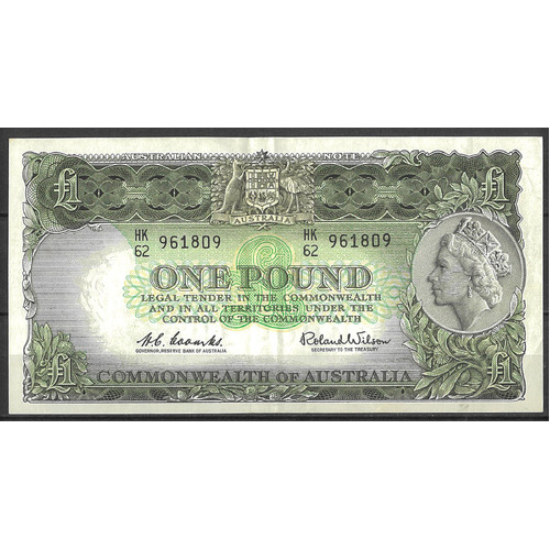 Commonwealth of Australia 1961 £1 Banknote Coombs/Wilson R34b aVF #P-70