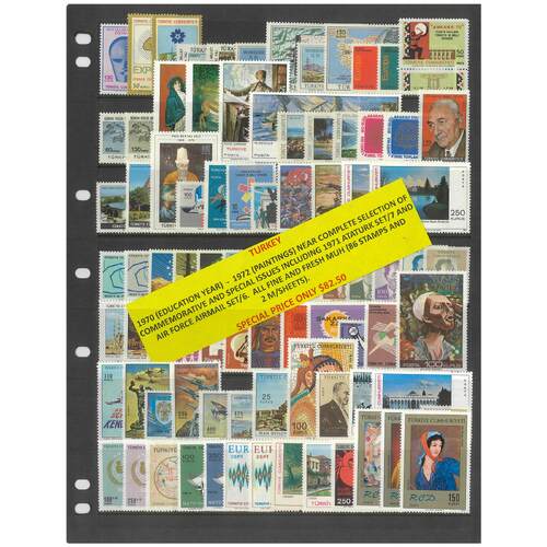 Turkey 1970-72 Near Complete Selection of Commemorative Issues 86 Stamps & 2 Mini Sheets MUH #413b
