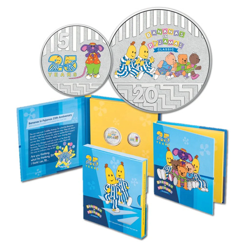 Australia 2017 Bananas In Pyjamas 25th Anniversary Coloured Frosted 2 Coin Set #38