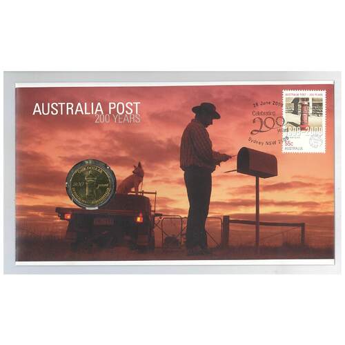 Australia 2009 200 Years Australia Post - Postbox Stamp & $1 Coin PNC