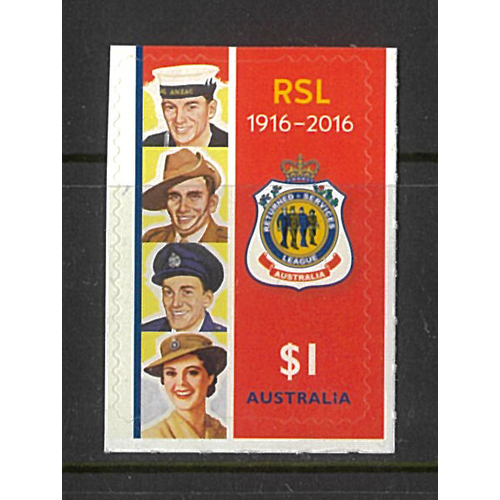 Australia 2016 Centenary of RSL 1916 Self-adhesive Stamp MUH SG 4580