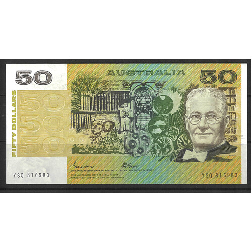 Australia 1985 $50 Banknote Johnston/Fraser R509a Gothic S/N gFine #50-5