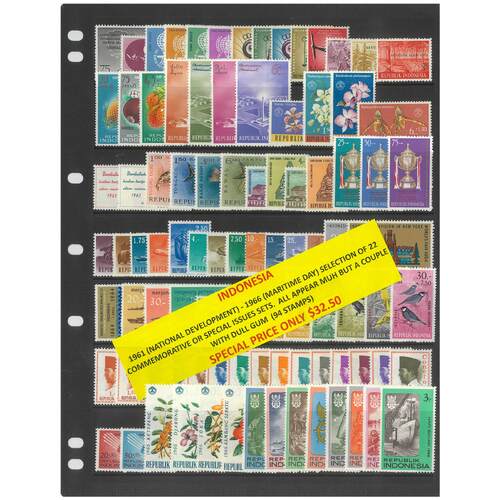 Indonesia 1961-66 Selection of 22 Commemorative Sets 94 Stamps MUH #291
