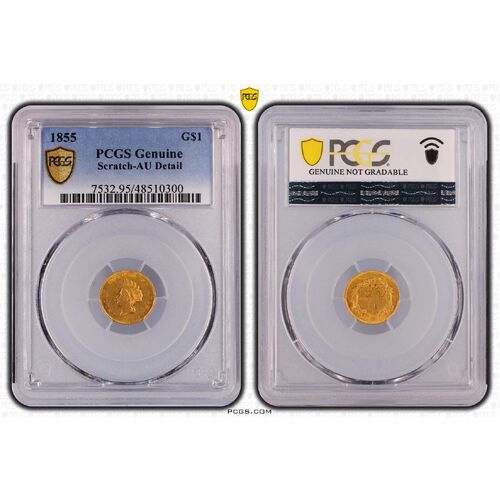 The United States of America 1855 Gold $1 PCGS Genuine - AU Details (95 - Scratch)