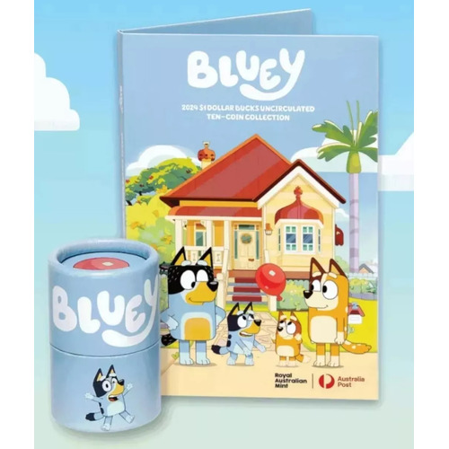 Australia 2024 Bluey $1 10-Coin Tube and Collectable Folder Set