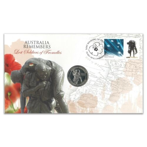 Australia 2010 WWI Memorial Lost Soldiers of Fromelles Stamp & 20c UNC Coin PNC